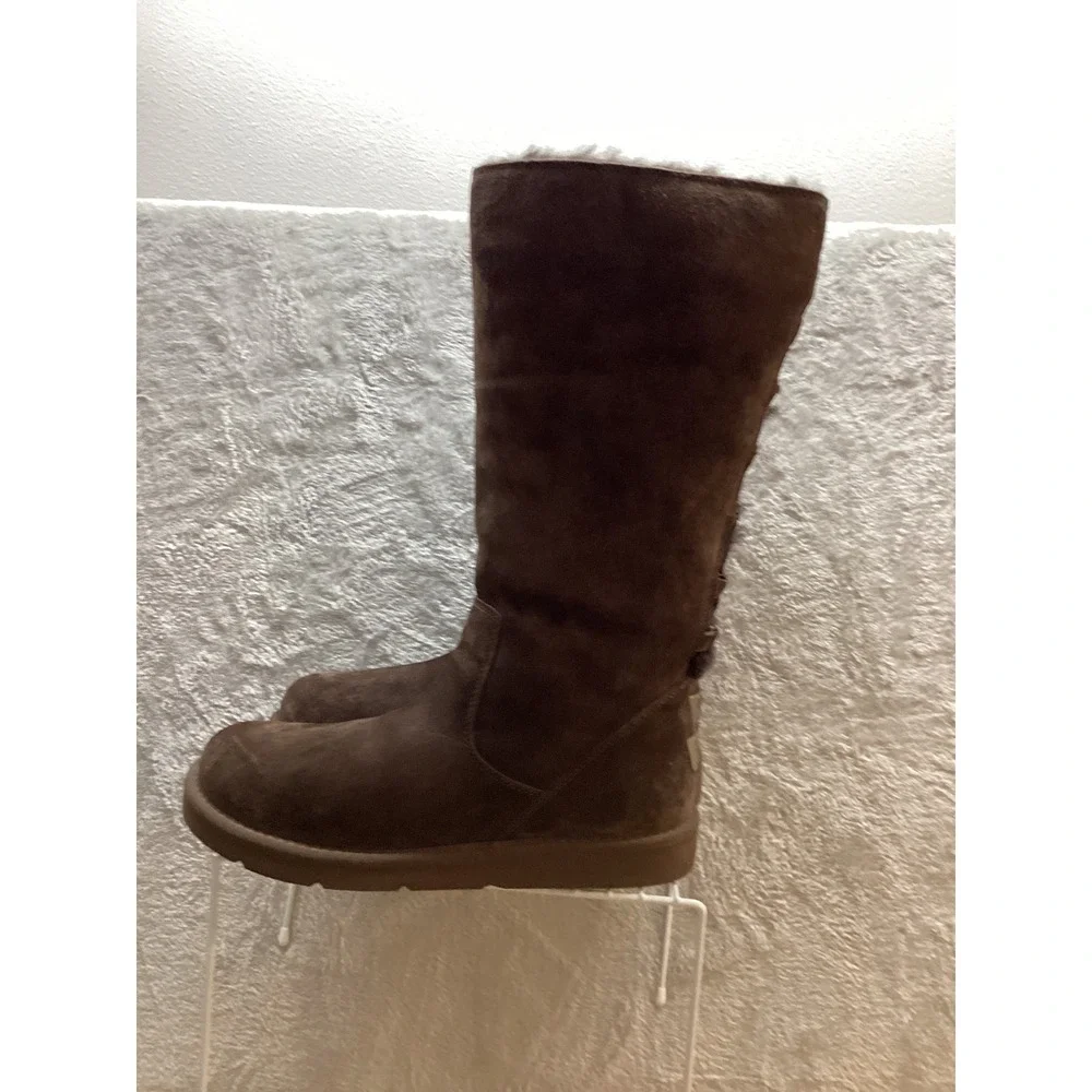 UGG Tall Suede Lace Up Back Boots Chocolate Brown Women's Size‎ 7